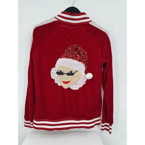 Women's Christmas Holiday Sweater Jacket Zipper‎ - Sexy Mrs Clause Zip Up Size S - Picture 1 of 13